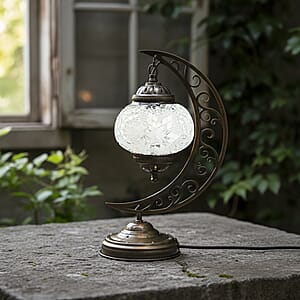  Light Blue Glass Crescent Turkish Lamp