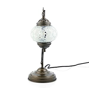  Light Blue Glass Crescent Turkish Lamp