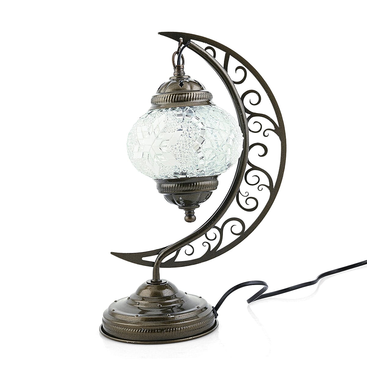  Light Blue Glass Crescent Turkish Lamp image number 4