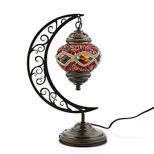  Multi Color Glass Crescent Turkish Lamp