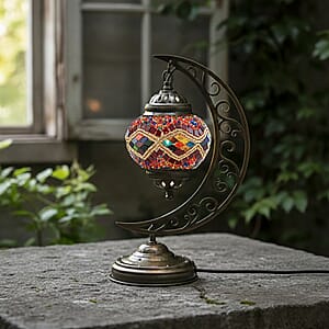  Multi Color Glass Crescent Turkish Lamp