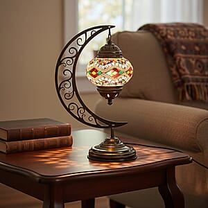  Multi Color Glass Crescent Turkish Lamp