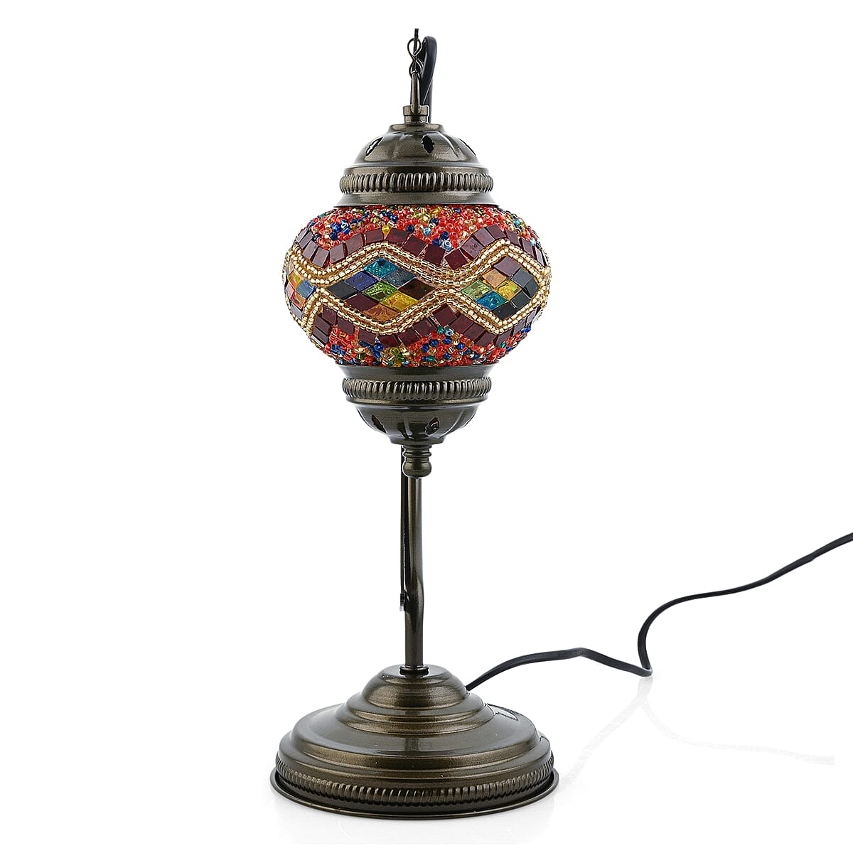  Multi Color Glass Crescent Turkish Lamp image number 3
