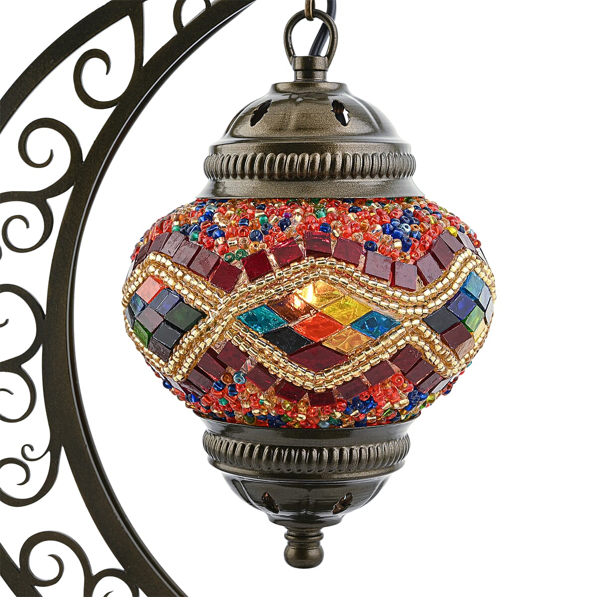  Multi Color Glass Crescent Turkish Lamp image number 5