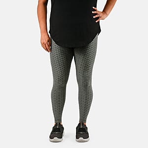 NEL + LO Grey Tik Tok Viral Honeycomb Cellulite Coverage Scrunch Leggings - L