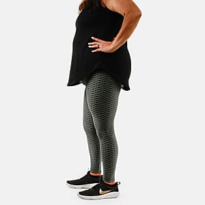 NEL + LO Grey Tik Tok Viral Honeycomb Cellulite Coverage Scrunch Leggings - L
