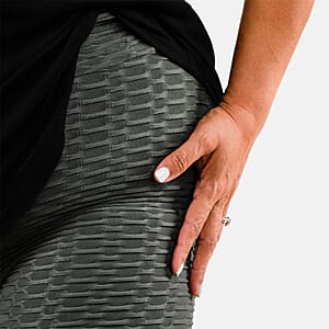 NEL + LO Grey Tik Tok Viral Honeycomb Cellulite Coverage Scrunch Leggings - L