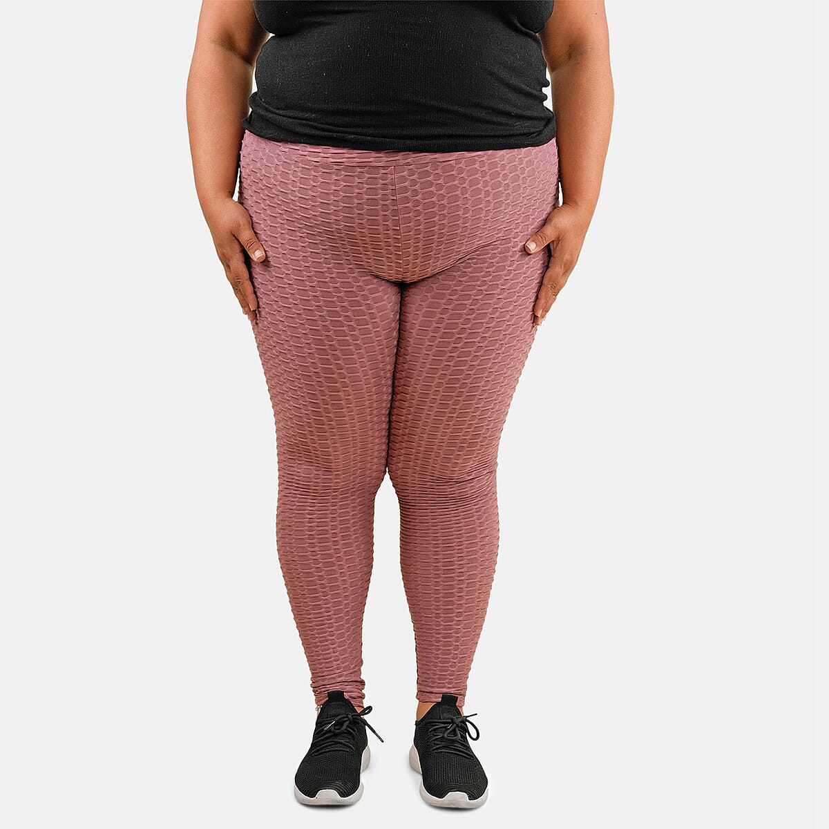 NEL + LO Mauve Tik Tok Viral Honeycomb Cellulite Coverage Scrunch Leggings - M image number 4