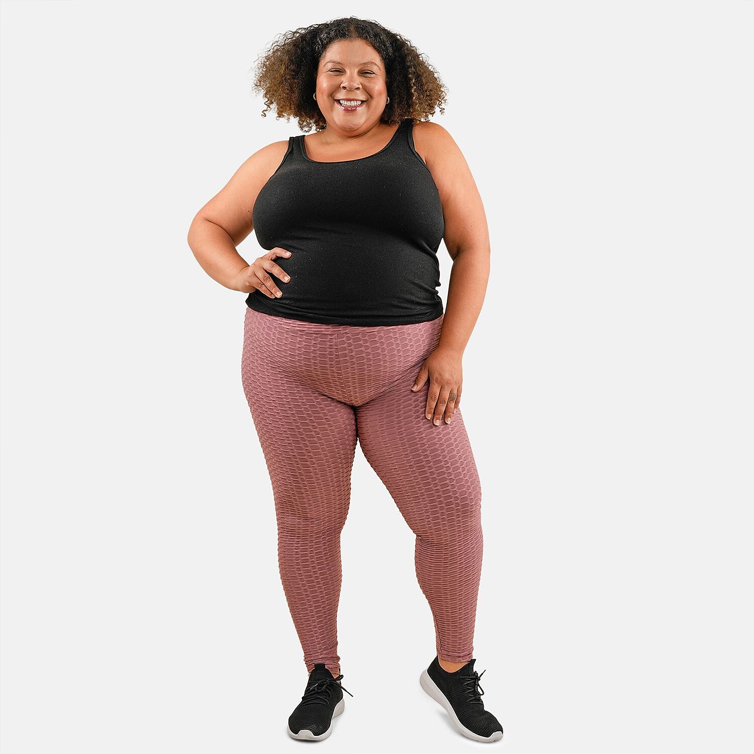 NEL + LO Mauve Tik Tok Viral Honeycomb Cellulite Coverage Scrunch Leggings - 3X