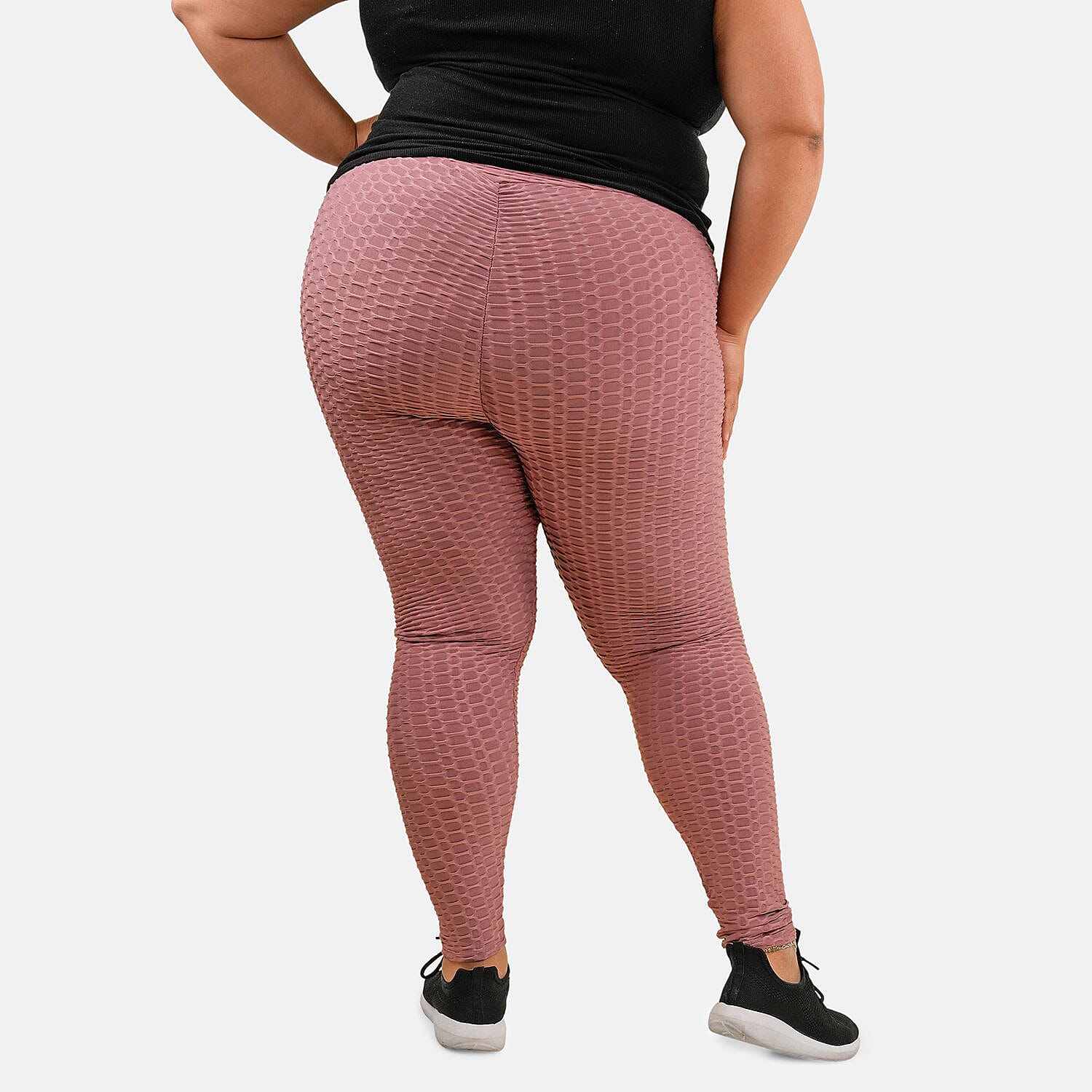 NEL + LO Mauve Tik Tok Viral Honeycomb Cellulite Coverage Scrunch Leggings - 3X