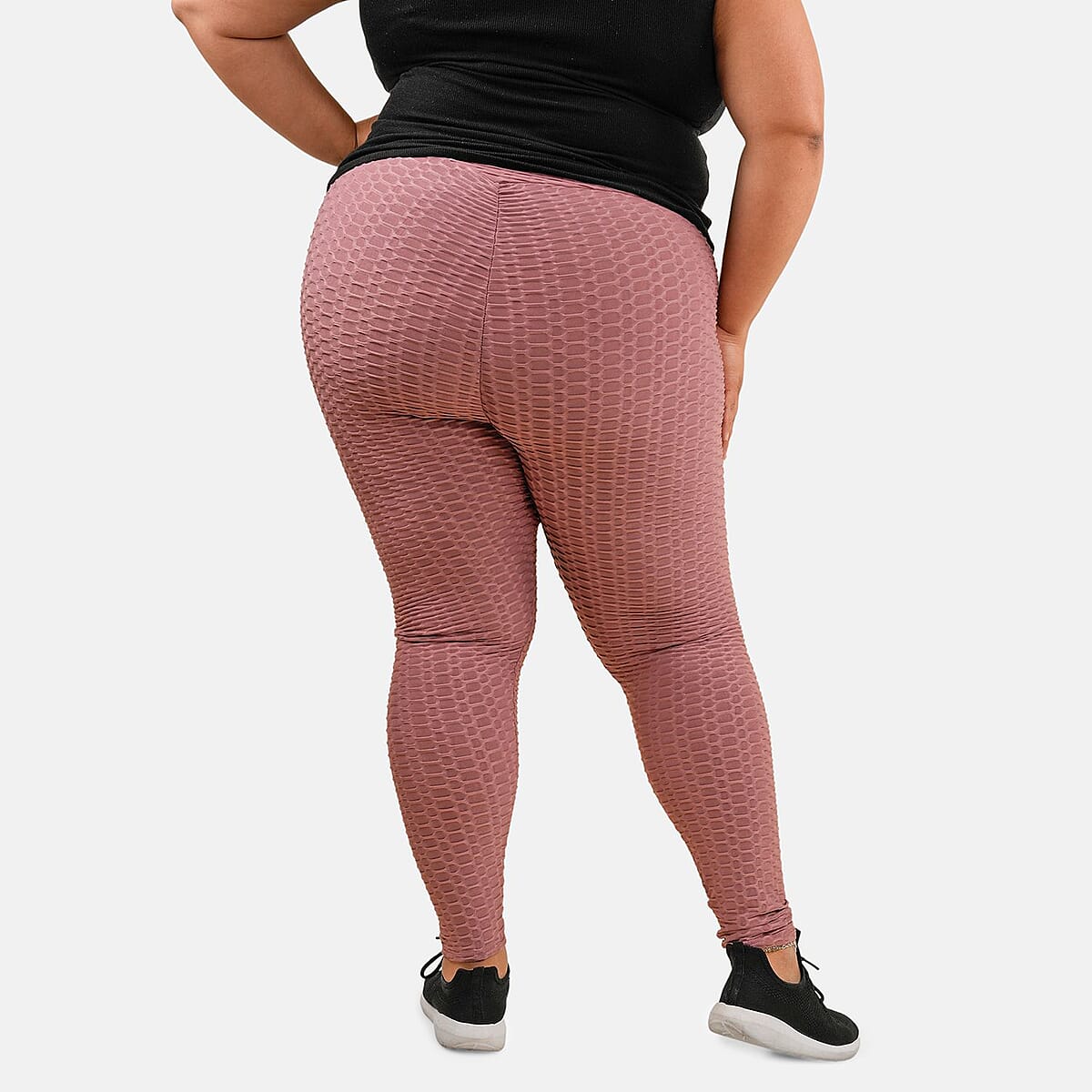 NEL + LO Mauve Tik Tok Viral Honeycomb Cellulite Coverage Scrunch Leggings - 3X image number 1