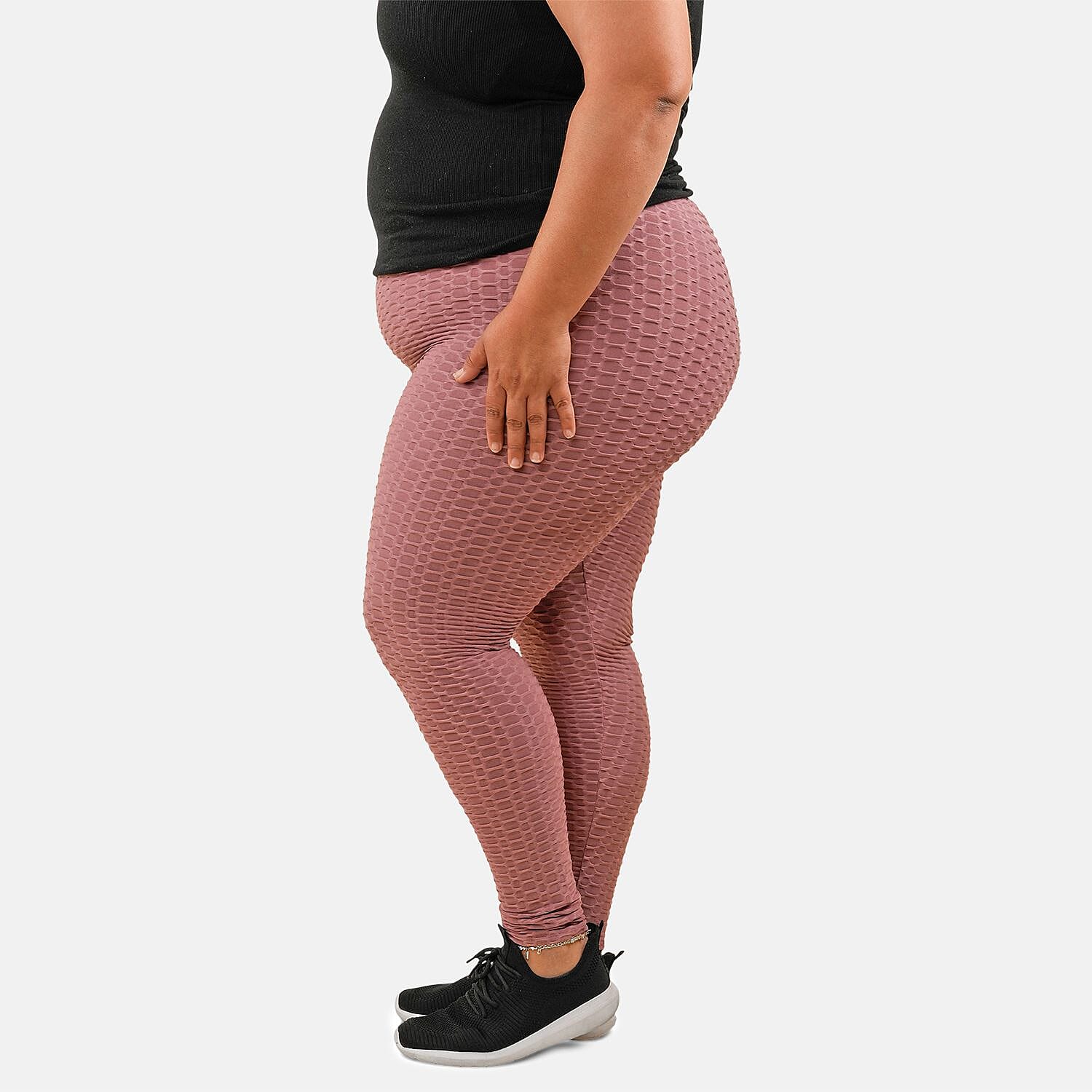 NEL + LO Mauve Tik Tok Viral Honeycomb Cellulite Coverage Scrunch Leggings - 3X