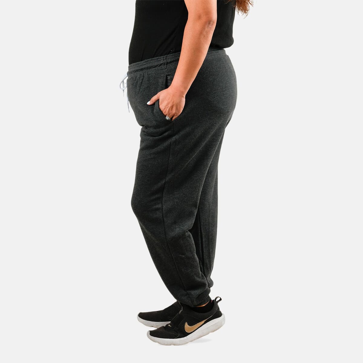 CLOSEOUT Bella Canvas Dark Grey Unisex Cotton Blend Drawstring Joggers - M image number 2