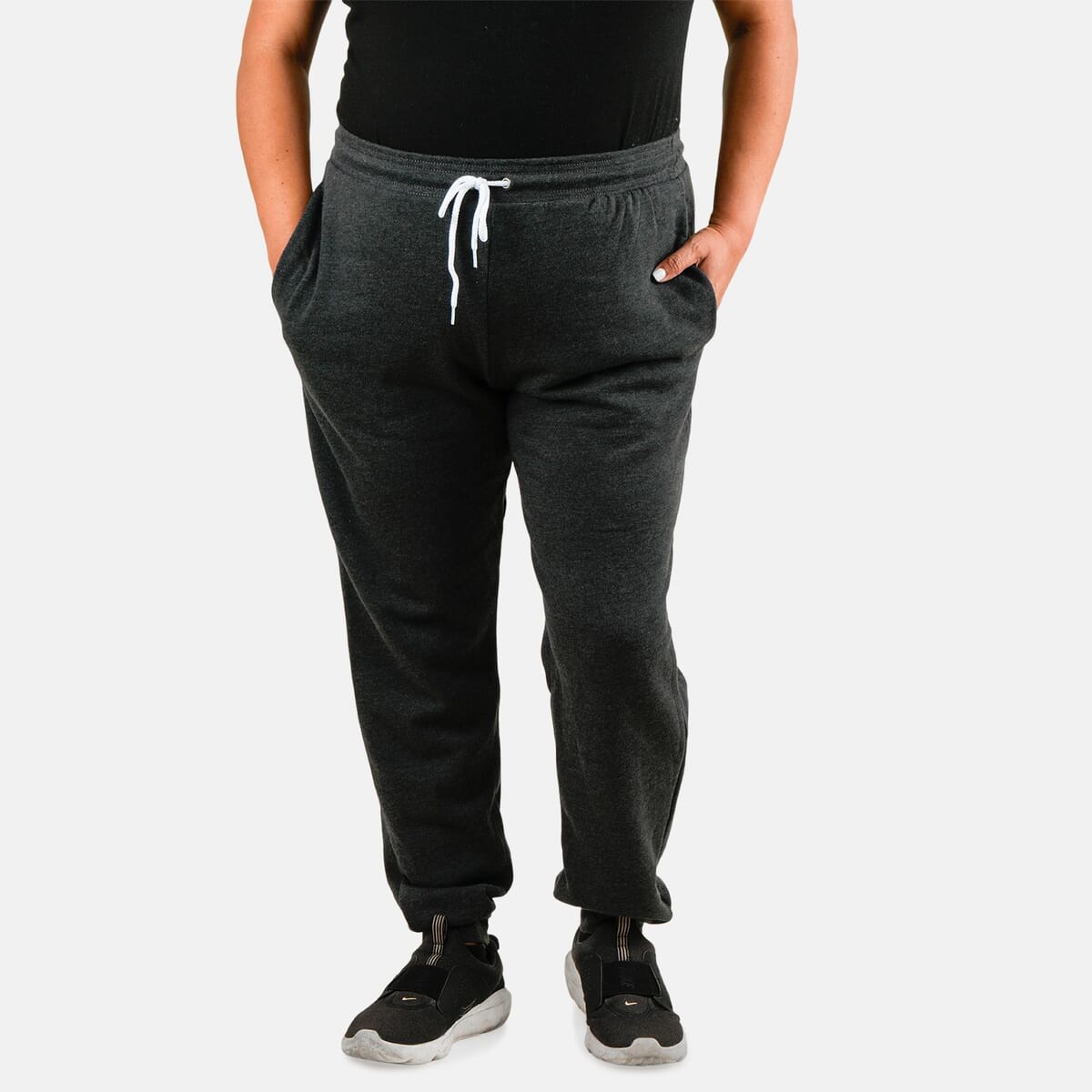 CLOSEOUT Bella Canvas Dark Grey Unisex Cotton Blend Drawstring Joggers - M image number 3