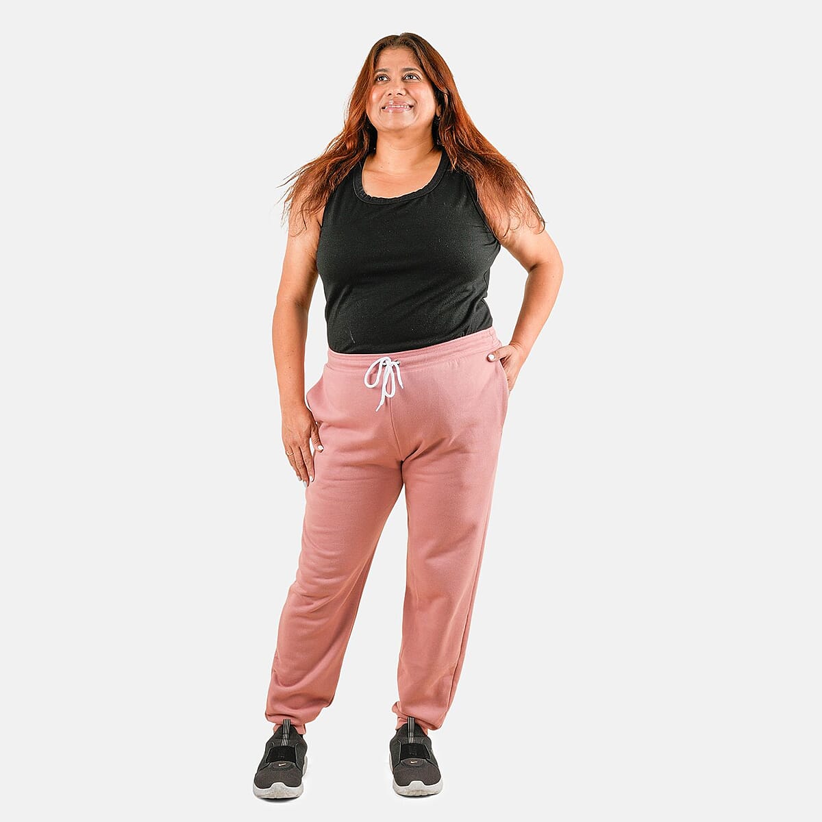 CLOSEOUT Mauve Unisex Cotton Blend Drawstring Joggers - S image number 3