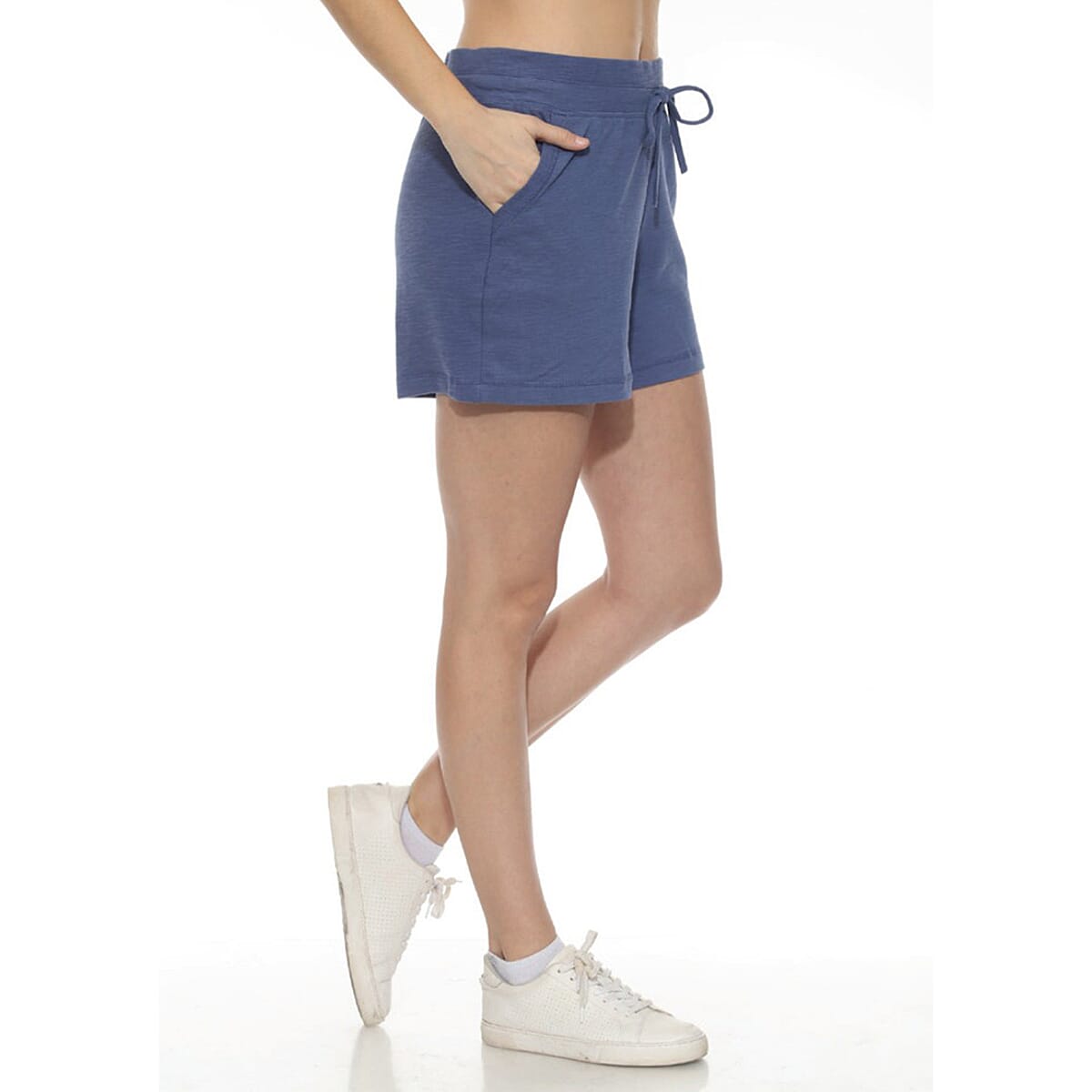 LOVE RYAN Blue French Terry Shorts with Drawstring - S image number 5