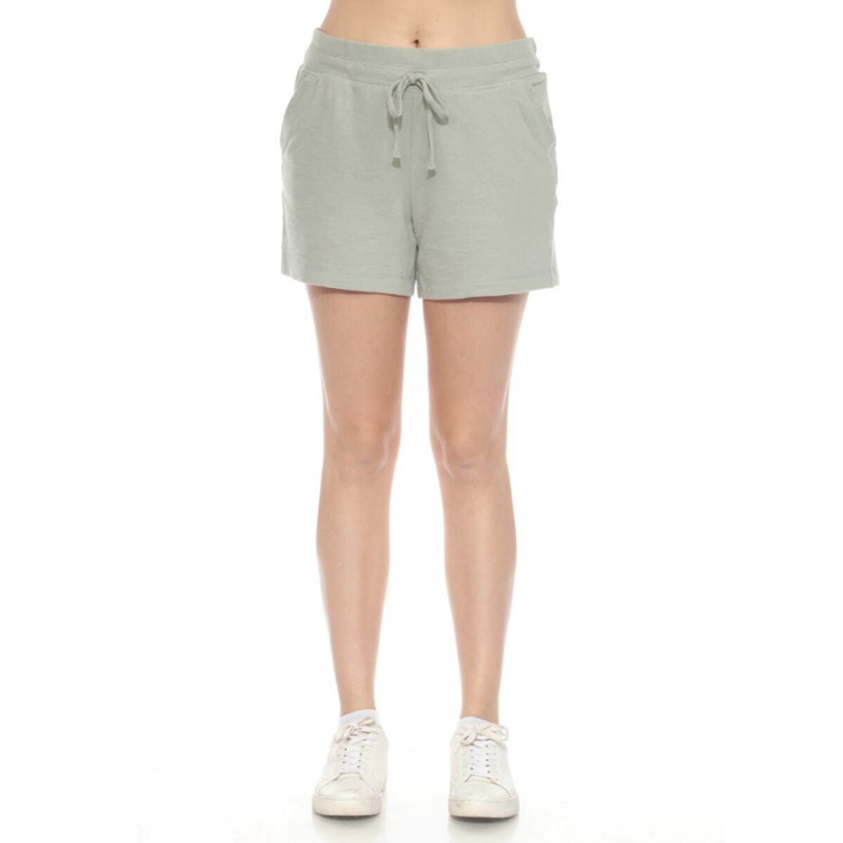 LOVE RYAN Light Grey French Terry Shorts with Drawstring - L image number 2