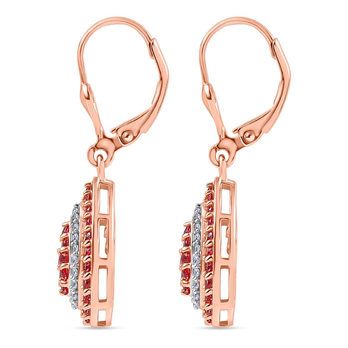 D’Joy AAA Padparadscha Sapphire and White Zircon 1.90 ctw Sunrise Serenity Earrings in 18K Vermeil Rose Gold Over Sterling Silver image number 3