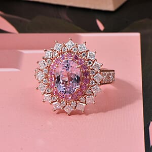 D'Joy Martha Rocha Kunzite and Multi Gemstone 4.00 ctw Dahlia Bloom Ring in 18K Vermeil Rose Gold Over Sterling Silver (Size 10.0)
