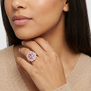D'Joy Martha Rocha Kunzite and Multi Gemstone 4.00 ctw Dahlia Bloom Ring in 18K Vermeil Rose Gold Over Sterling Silver (Size 10.0)