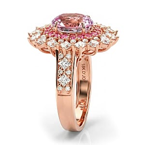 D'Joy Martha Rocha Kunzite and Multi Gemstone 4.00 ctw Dahlia Bloom Ring in 18K Vermeil Rose Gold Over Sterling Silver (Size 10.0)