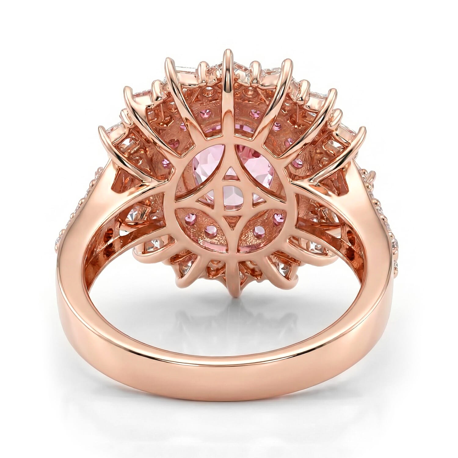 D'Joy Martha Rocha Kunzite and Multi Gemstone 4.00 ctw Dahlia Bloom Ring in 18K Vermeil Rose Gold Over Sterling Silver (Size 10.0)