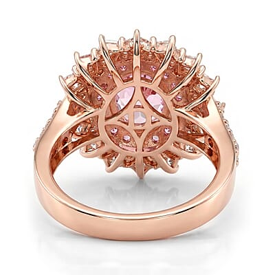 D'Joy Martha Rocha Kunzite and Multi Gemstone 4.00 ctw Dahlia Bloom Ring in 18K Vermeil Rose Gold Over Sterling Silver (Size 10.0)