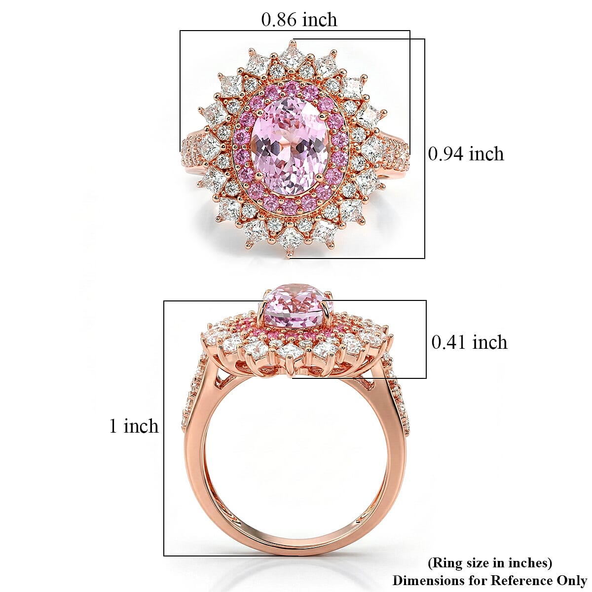 D'Joy Martha Rocha Kunzite and Multi Gemstone 4.00 ctw Dahlia Bloom Ring in 18K Vermeil Rose Gold Over Sterling Silver (Size 10.0) image number 5
