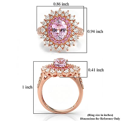 D'Joy Martha Rocha Kunzite and Multi Gemstone 4.00 ctw Dahlia Bloom Ring in 18K Vermeil Rose Gold Over Sterling Silver (Size 10.0)