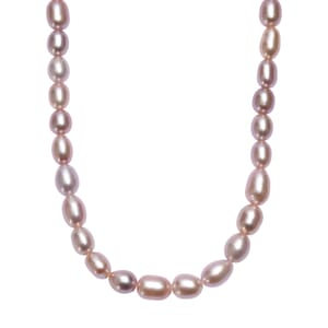 D’joy Lavender Pearl Necklace in Rhodium Over Sterling Silver 18 Inches