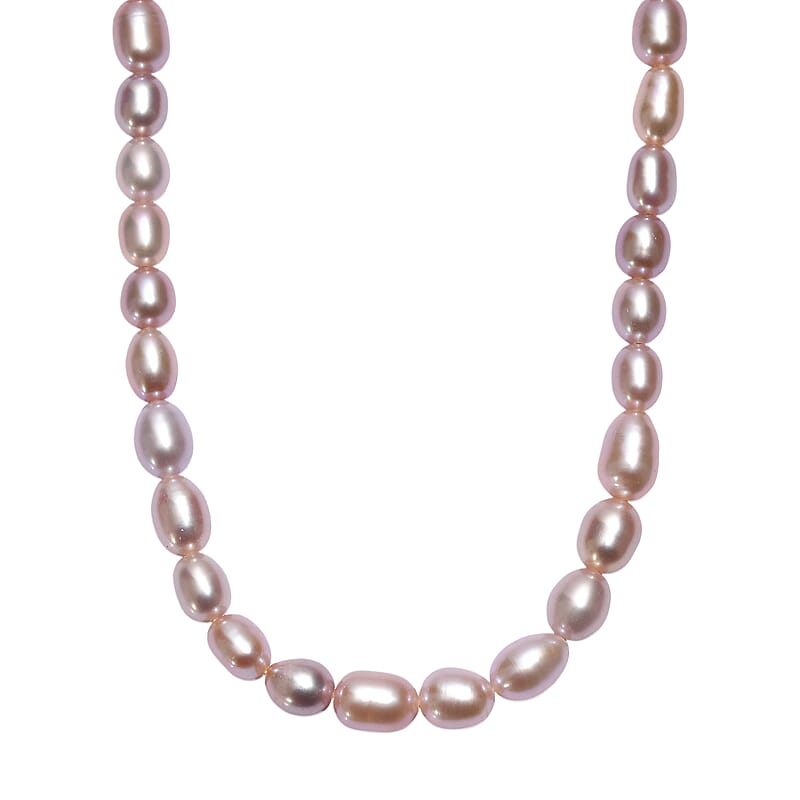 D'Joy Lavender Pearl Necklace in Rhodium Over Sterling Silver 18 Inches