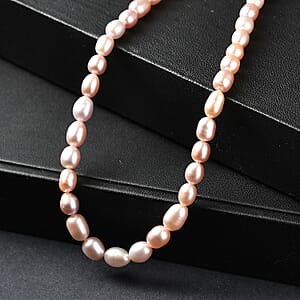 D'Joy Lavender Pearl Necklace in Rhodium Over Sterling Silver 18 Inches