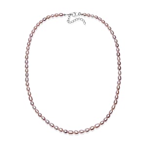 D'Joy Lavender Pearl Necklace in Rhodium Over Sterling Silver 18 Inches