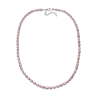 D'Joy Lavender Pearl Necklace in Rhodium Over Sterling Silver 18 Inches