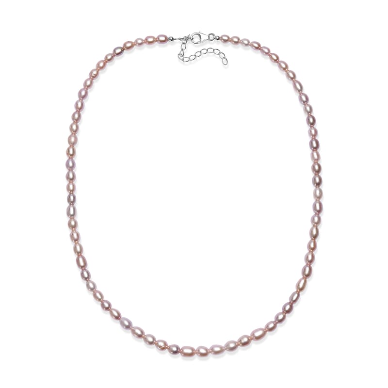 D'Joy Lavender Pearl Necklace in Rhodium Over Sterling Silver 18 Inches