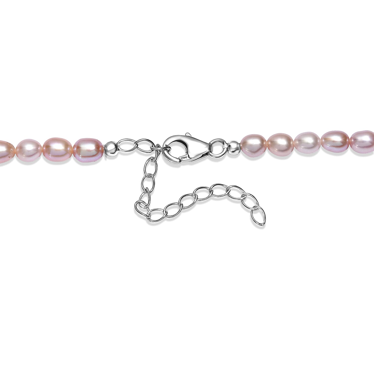 D'Joy Lavender Pearl Necklace in Rhodium Over Sterling Silver 18 Inches