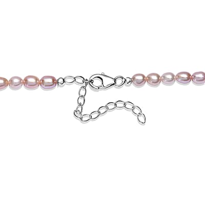 D'Joy Lavender Pearl Necklace in Rhodium Over Sterling Silver 18 Inches