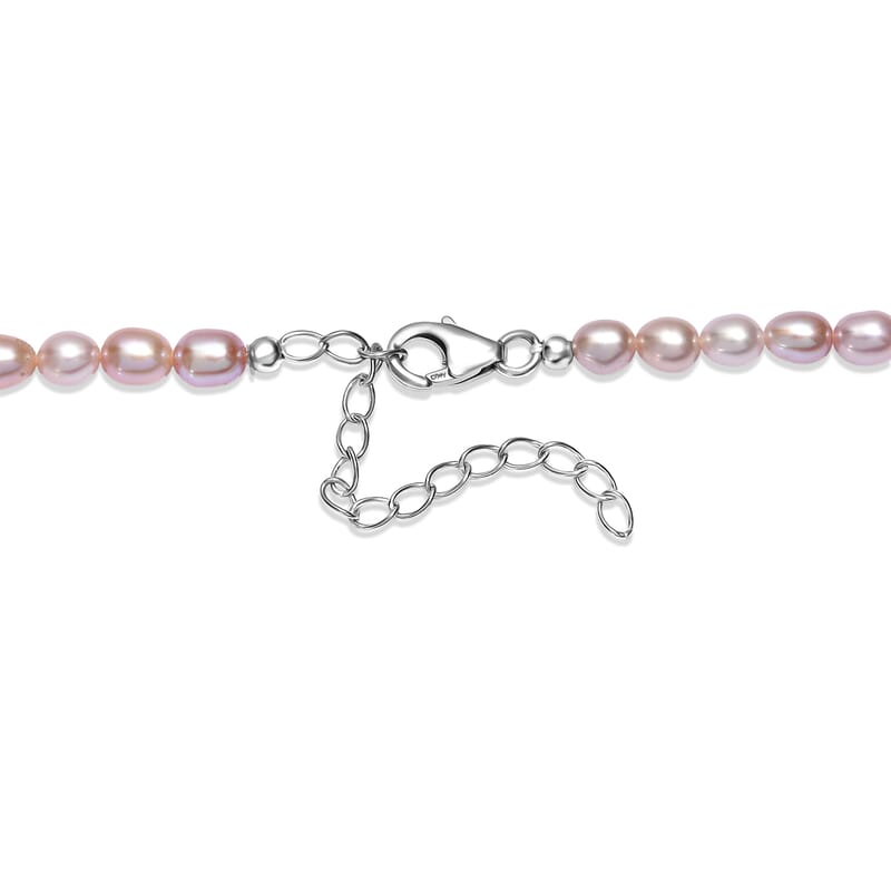 D'Joy Lavender Pearl Necklace in Rhodium Over Sterling Silver 18 Inches