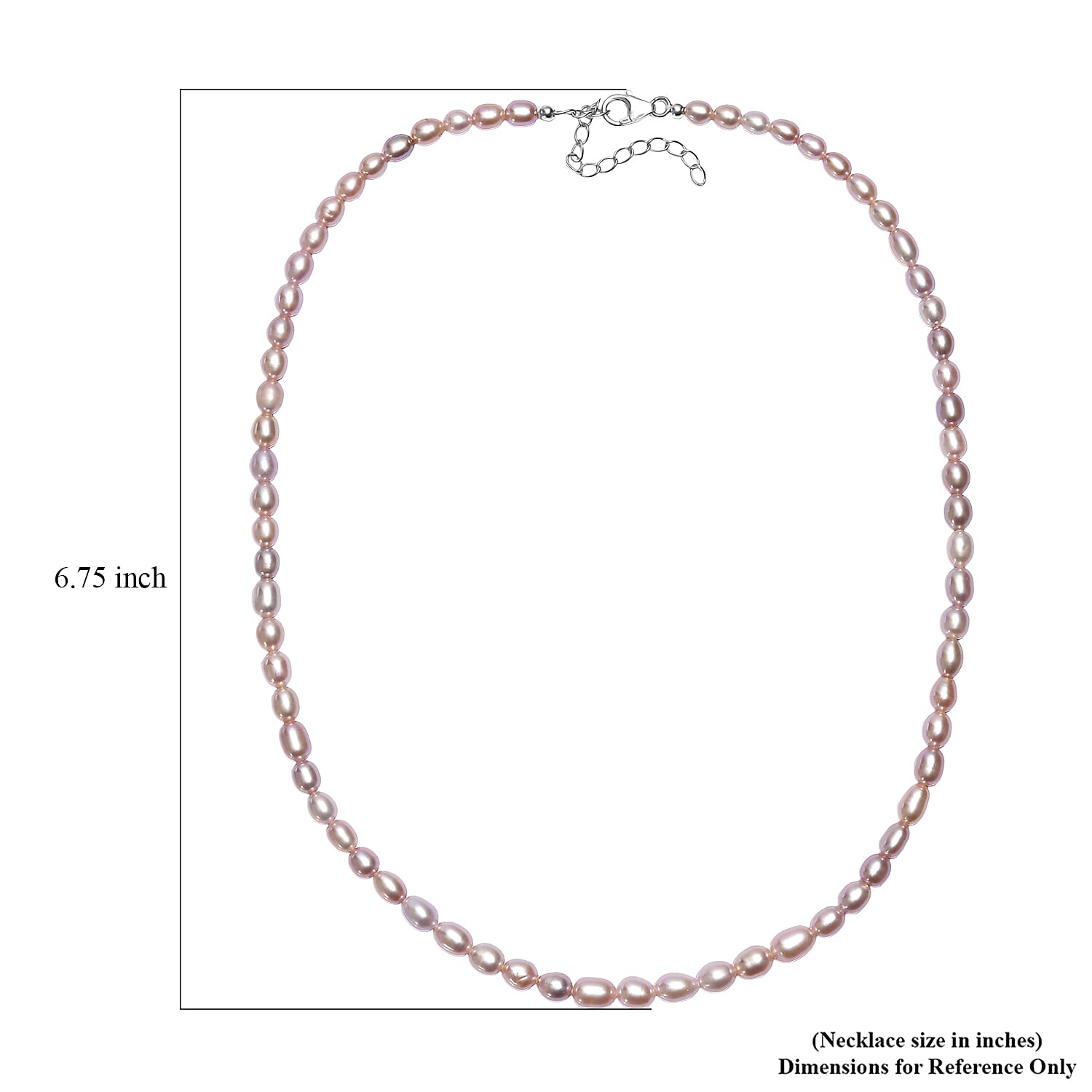 D'Joy Lavender Pearl Necklace in Rhodium Over Sterling Silver 18 Inches