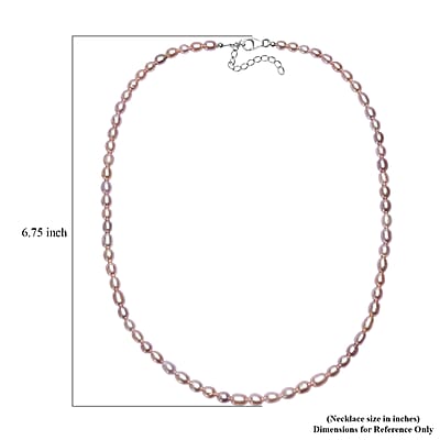 D'Joy Lavender Pearl Necklace in Rhodium Over Sterling Silver 18 Inches