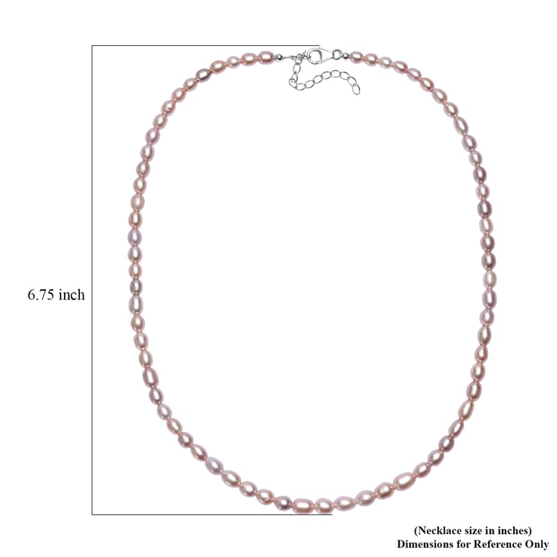 D'Joy Lavender Pearl Necklace in Rhodium Over Sterling Silver 18 Inches