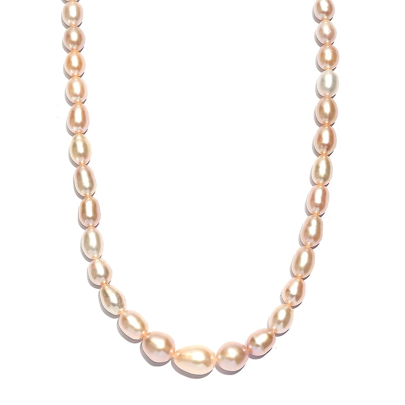 D'Joy Pink Freshwater Pearl Necklace in 18K Vermeil Rose Gold Over Sterling Silver 18 Inches