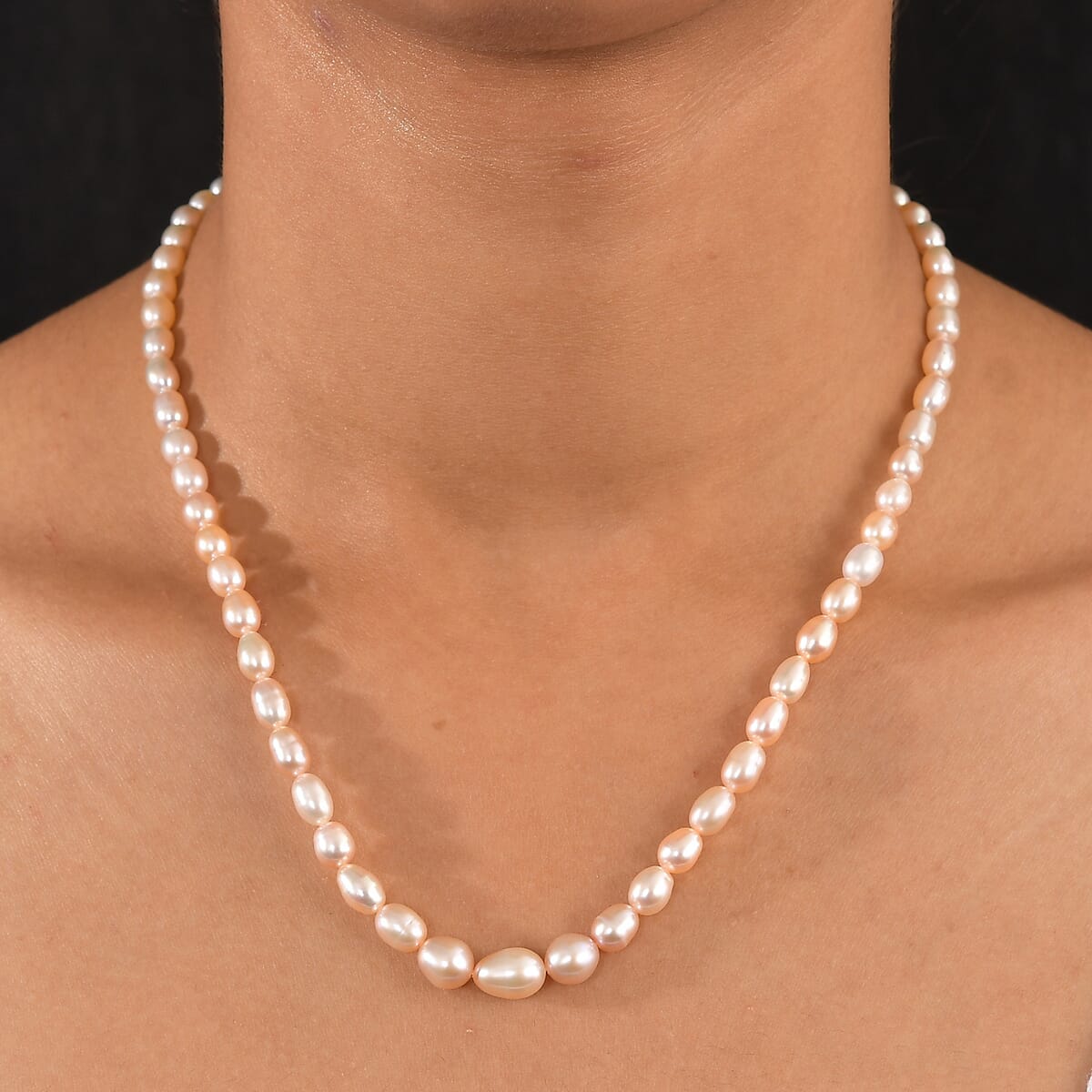 D’joy Pink Freshwater Pearl Necklace in 18K Vermeil Rose Gold Over Sterling Silver 18 Inches image number 2