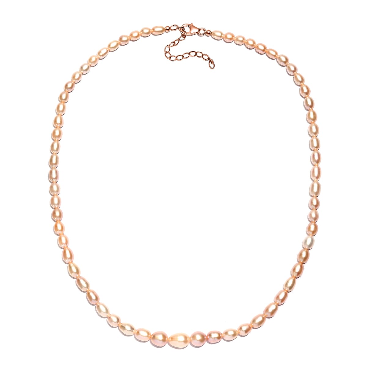 D’joy Pink Freshwater Pearl Necklace in 18K Vermeil Rose Gold Over Sterling Silver 18 Inches image number 3