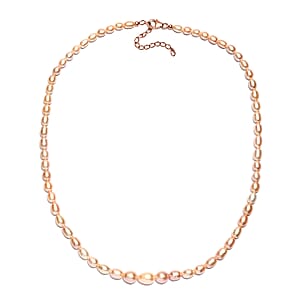 D'Joy Pink Freshwater Pearl Necklace in 18K Vermeil Rose Gold Over Sterling Silver 18 Inches