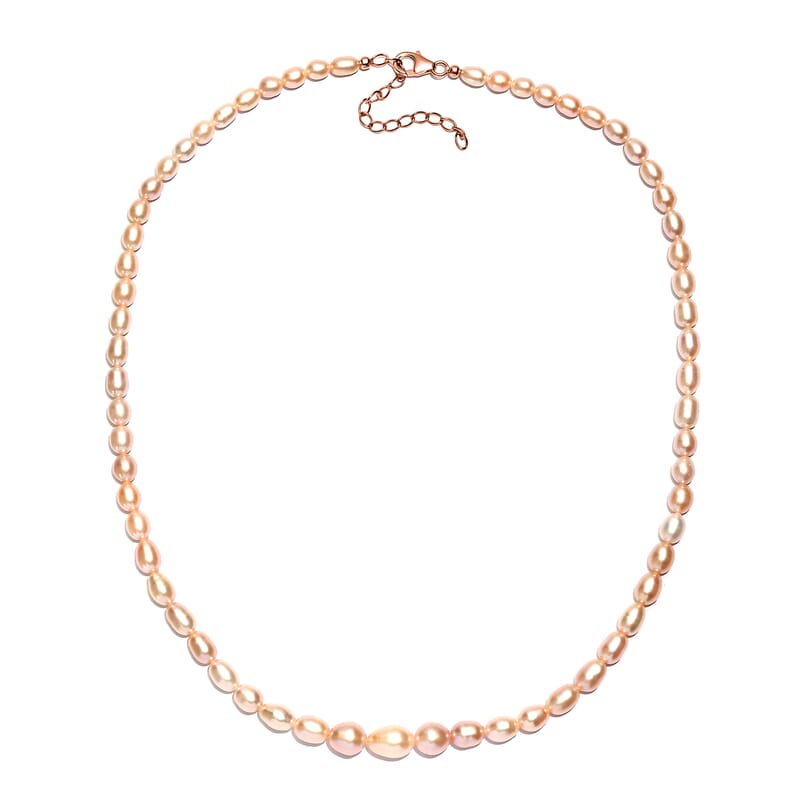 D'Joy Pink Freshwater Pearl Necklace in 18K Vermeil Rose Gold Over Sterling Silver 18 Inches