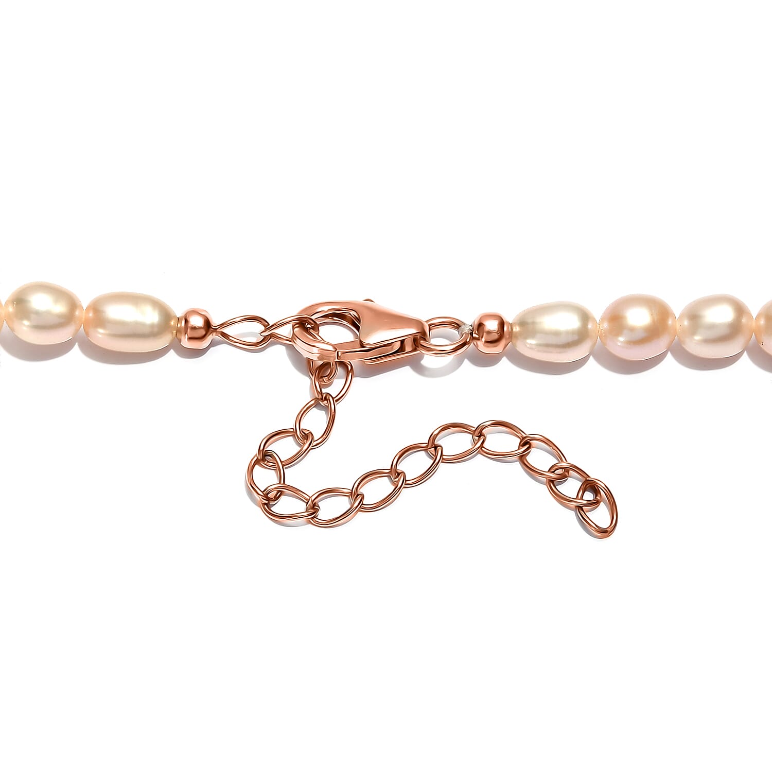 D'Joy Pink Freshwater Pearl Necklace in 18K Vermeil Rose Gold Over Sterling Silver 18 Inches