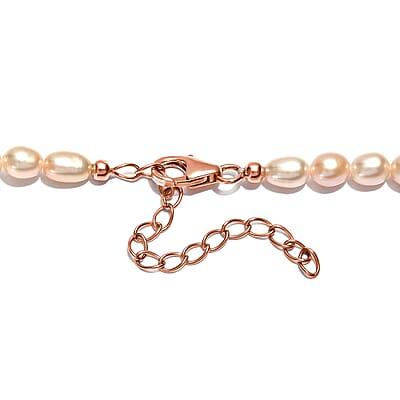 D'Joy Pink Freshwater Pearl Necklace in 18K Vermeil Rose Gold Over Sterling Silver 18 Inches