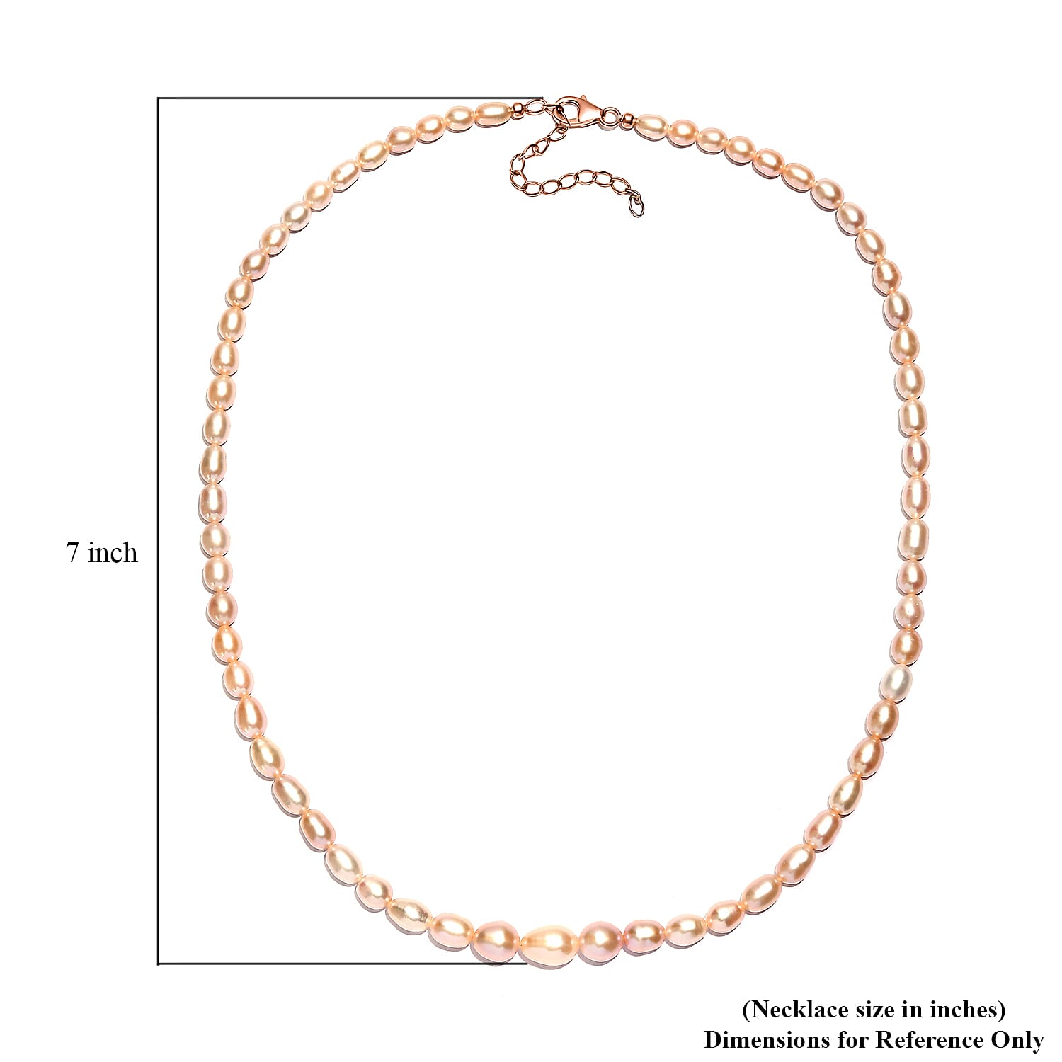 D'Joy Pink Freshwater Pearl Necklace in 18K Vermeil Rose Gold Over Sterling Silver 18 Inches