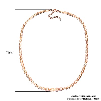D'Joy Pink Freshwater Pearl Necklace in 18K Vermeil Rose Gold Over Sterling Silver 18 Inches